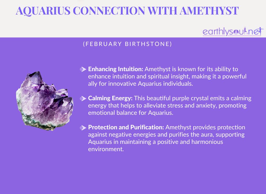 Amethyst for aquarius: enhancing intuition, calming energy, and protection and purification
