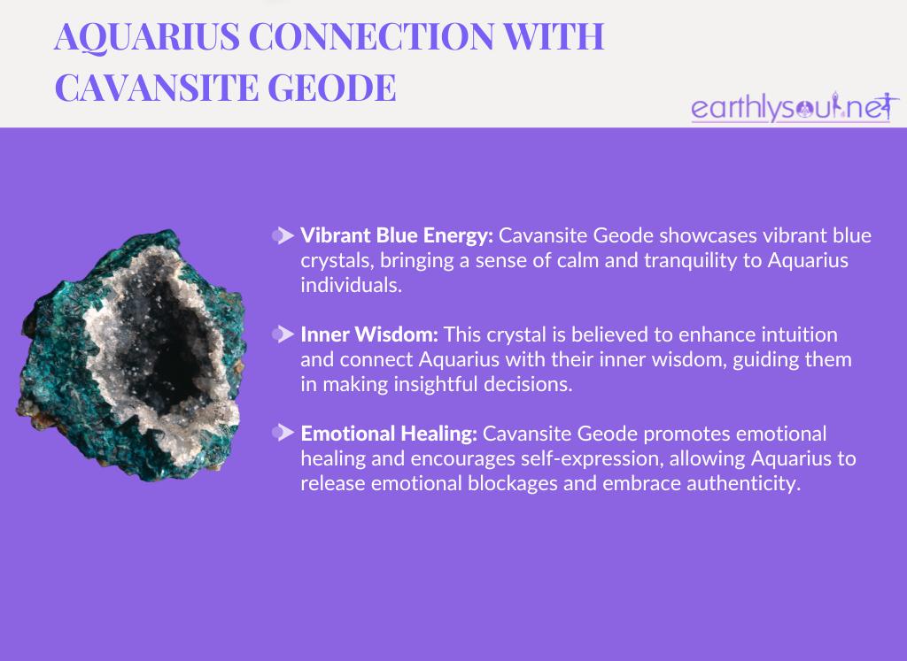 Cavansite geode for aquarius: vibrant blue energy, inner wisdom, and emotional healing