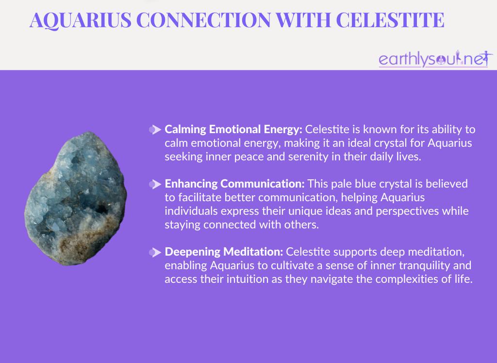 Celestite for aquarius: calming emotional energy, enhancing communication, and deepening meditation
