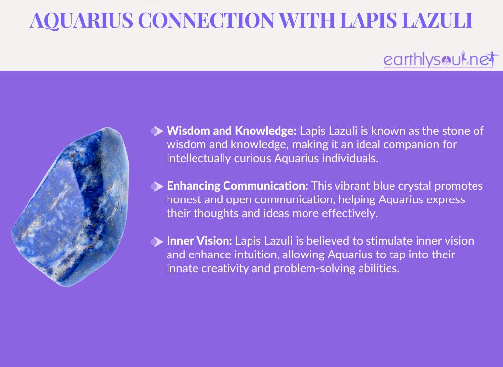 Lapis lazuli for aquarius: wisdom and knowledge, enhancing communication, and inner vision