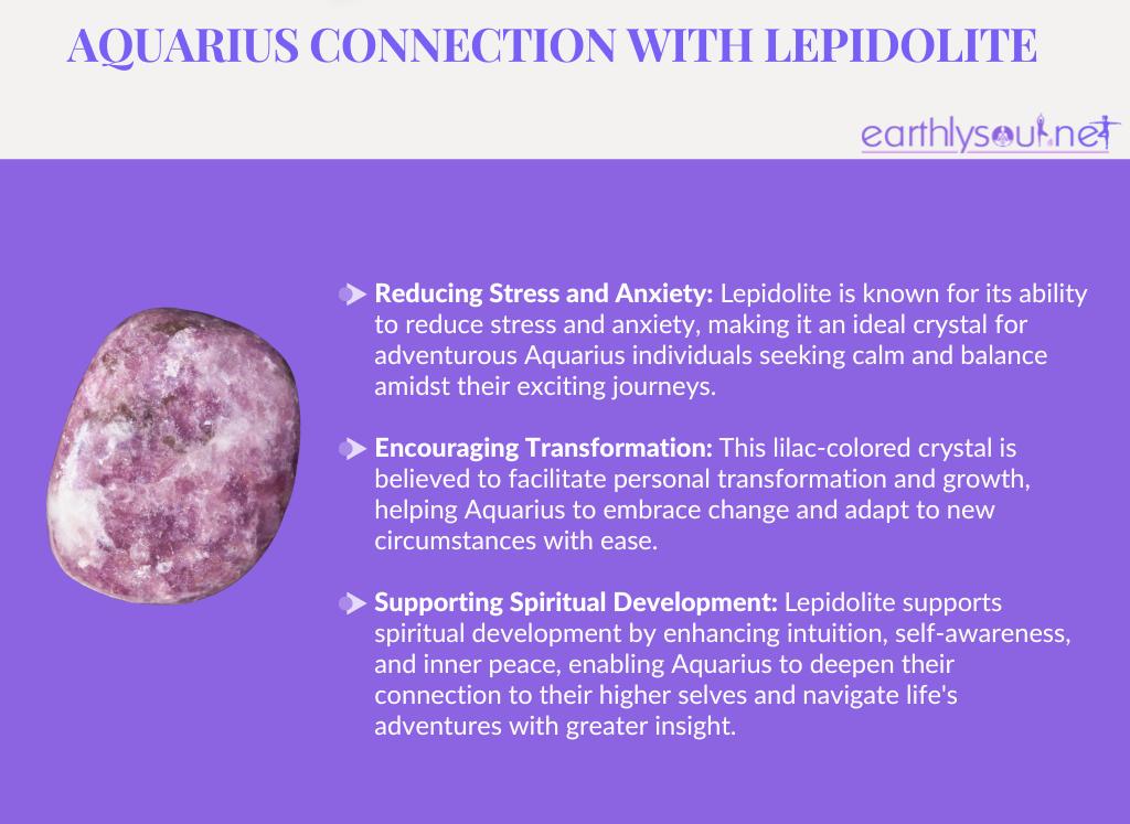 Lepidolite for aquarius: reducing stress and anxiety, encouraging transformation, and supporting spiritual development