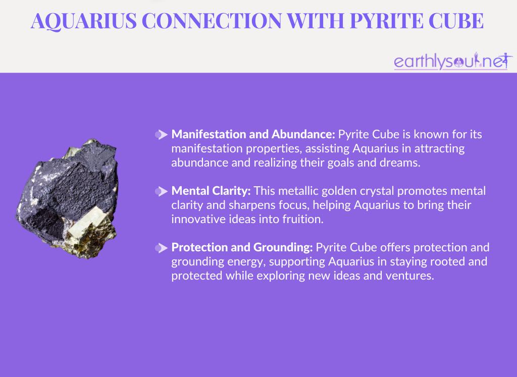 Pyrite cube for aquarius: manifestation and abundance, mental clarity, and protection and grounding