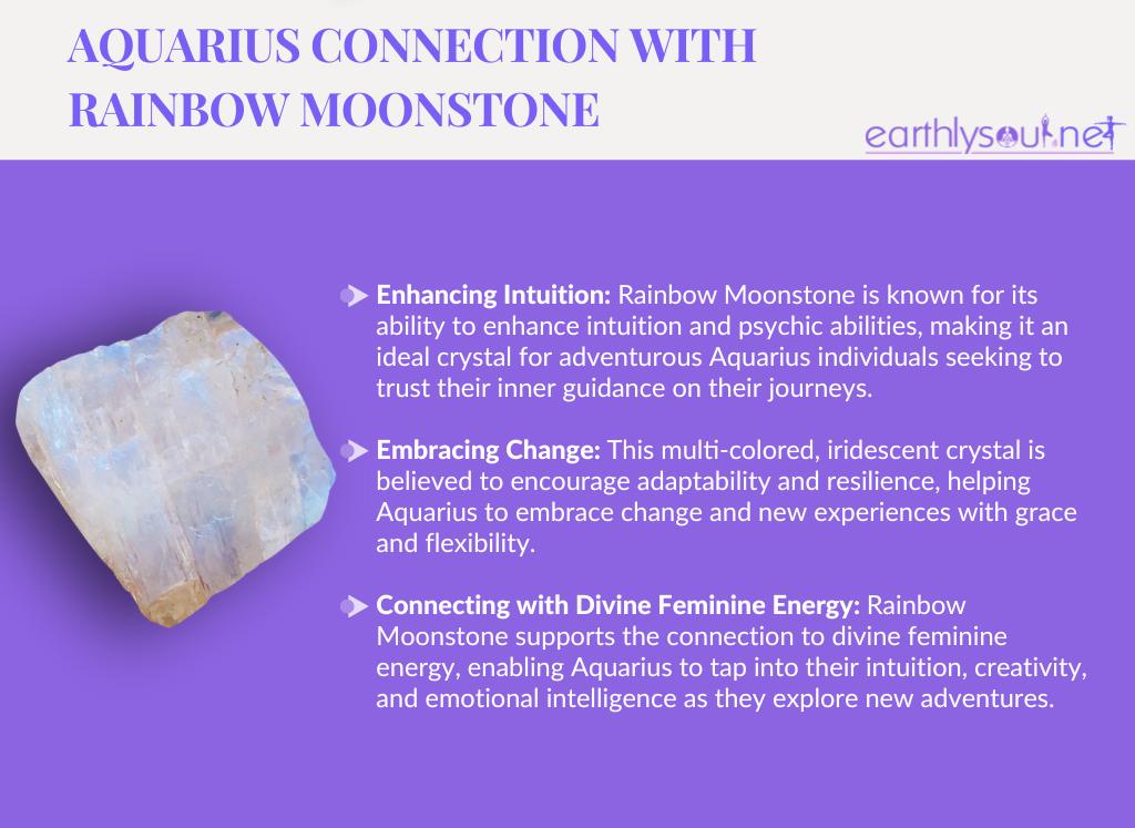 Rainbow moonstone for aquarius: enhancing intuition, embracing change, and connecting with divine feminine energy