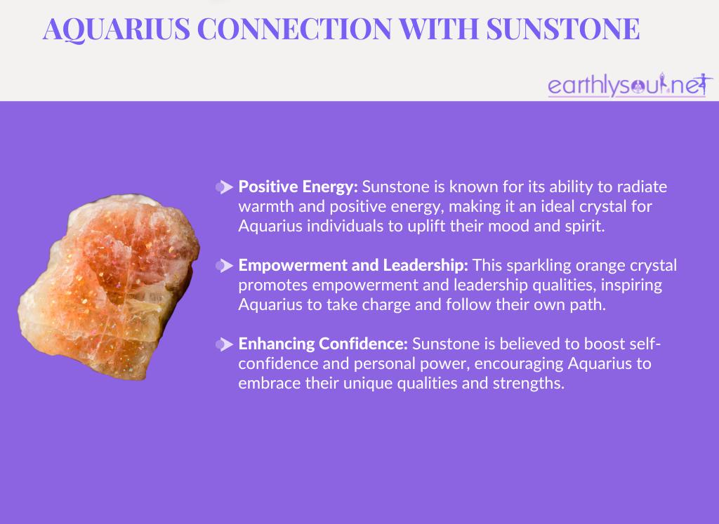 Sunstone for aquarius: positive energy, empowerment and leadership, and enhancing confidence