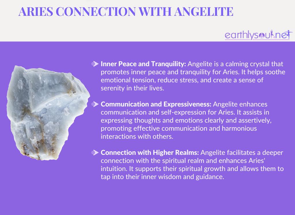 Image of angelite crystal for aries zodiac sign: inner peace, communication, and spiritual connection