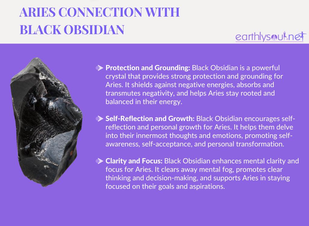 Image of black obsidian crystal for aries zodiac sign: protection, self-reflection, and clarity