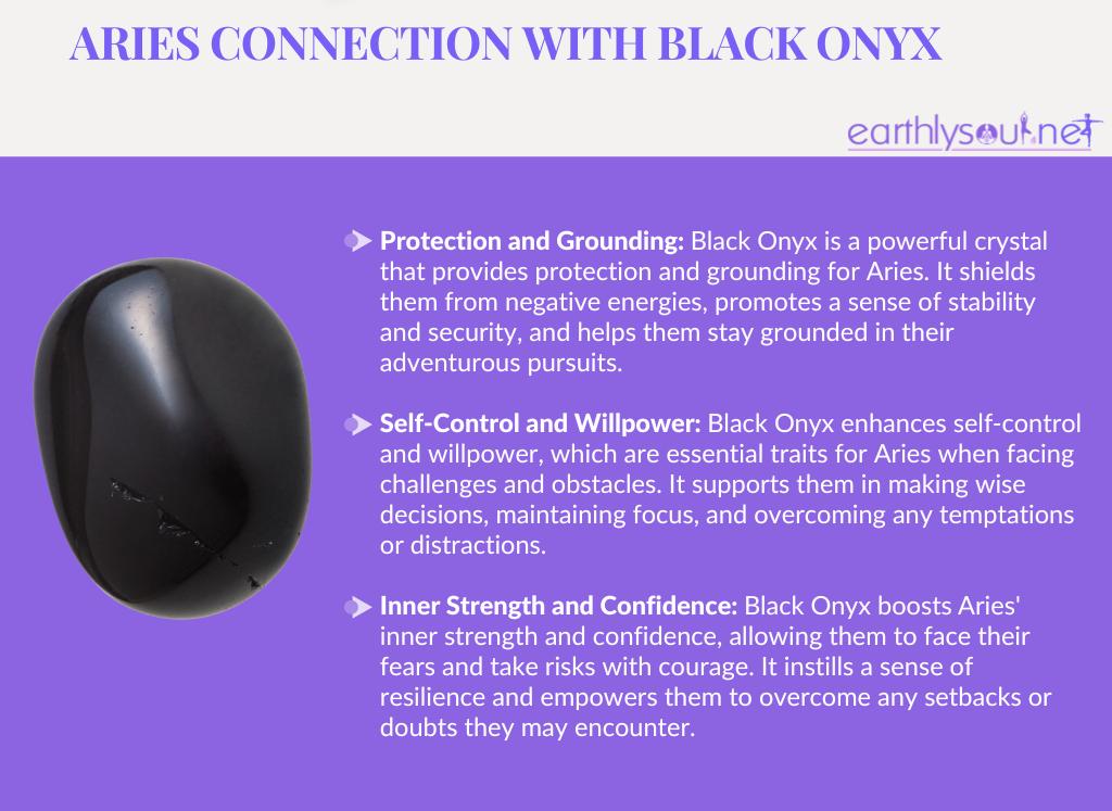 Image of black onyx crystal for aries zodiac sign: protection, self-control, inner strength, and confidence