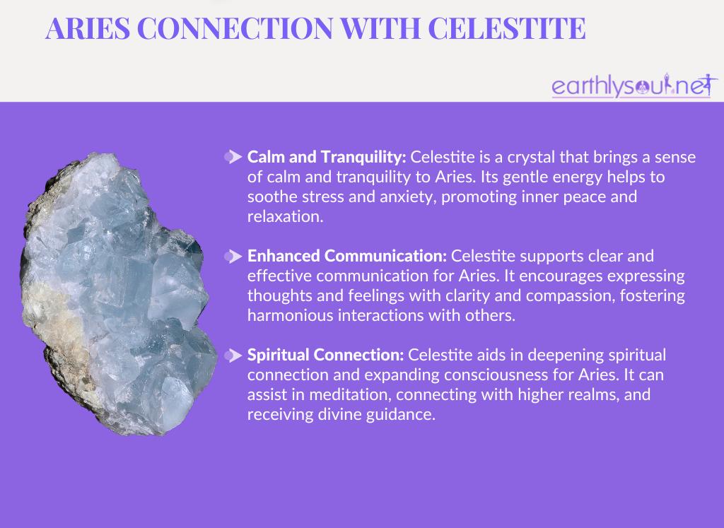 Image of celestite crystal for aries zodiac sign: calm, communication, and spiritual connection
