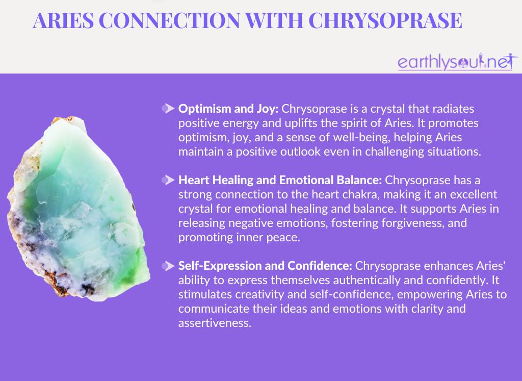 Image of chrysoprase crystal for aries zodiac sign: optimism, heart healing, and self-expression.