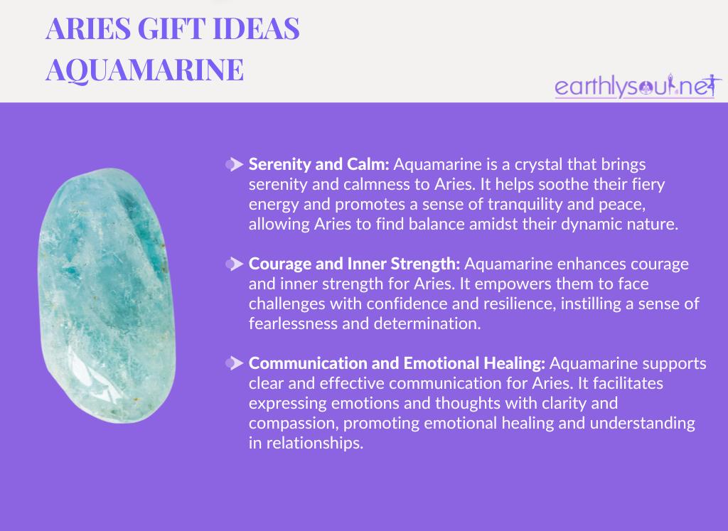 Image of aquamarine crystal for aries zodiac sign: serenity, courage, and communication