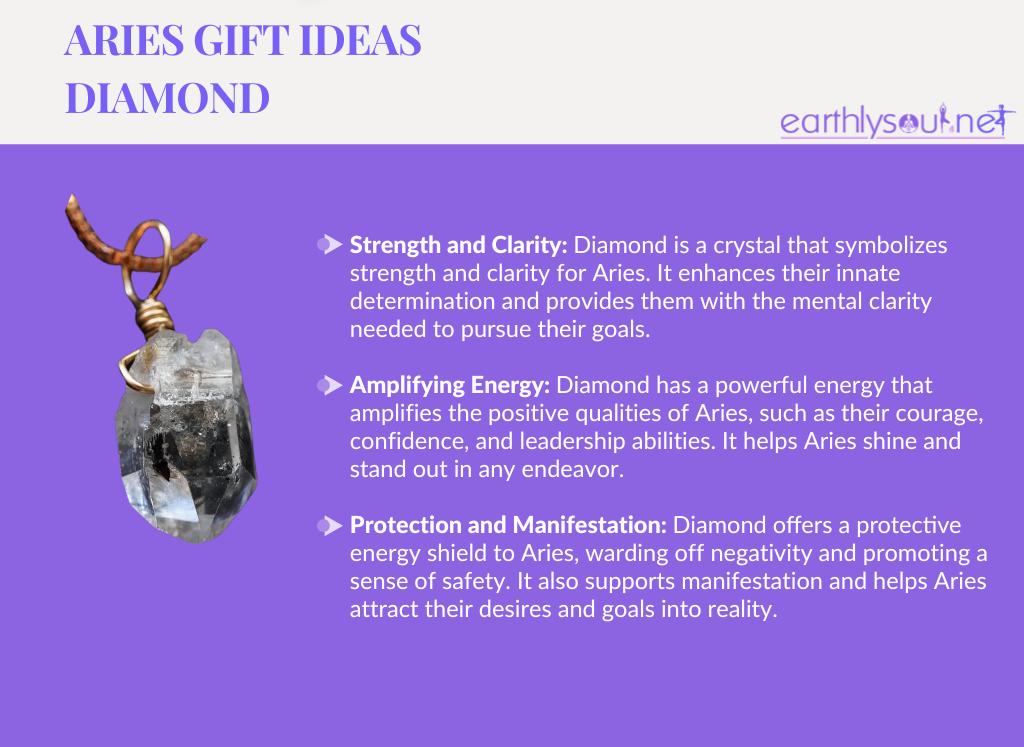 Image of diamond crystal necklace for aries zodiac sign: strength, clarity, and manifestation
