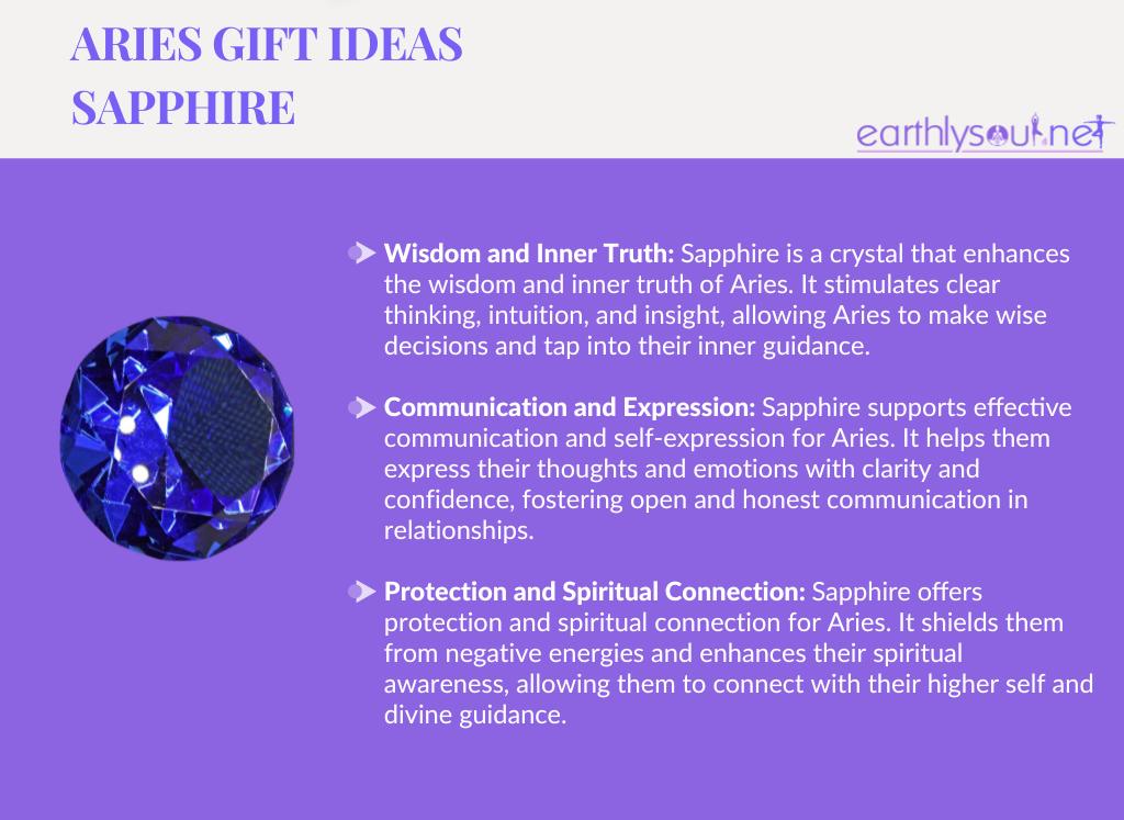 Image of sapphire crystal for aries zodiac sign: wisdom, communication, and spiritual connection