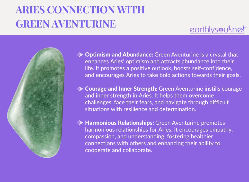 Image of green aventurine crystal for aries zodiac sign: optimism, courage, and harmonious relationships