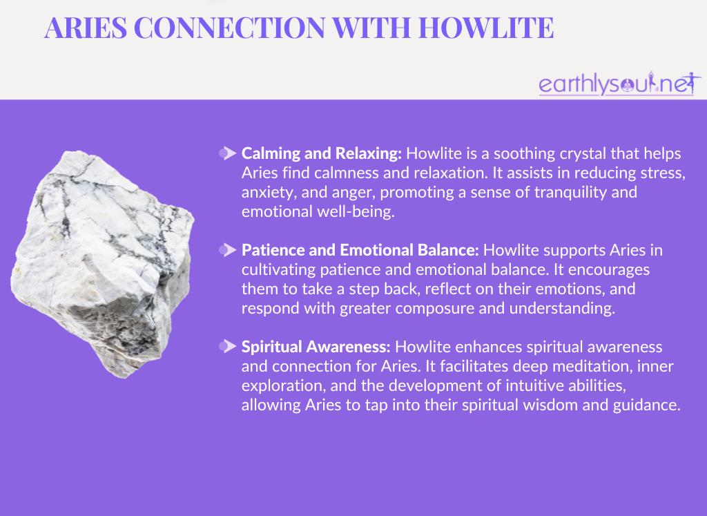 Image of howlite crystal for aries zodiac sign: calmness, patience, and spiritual awareness