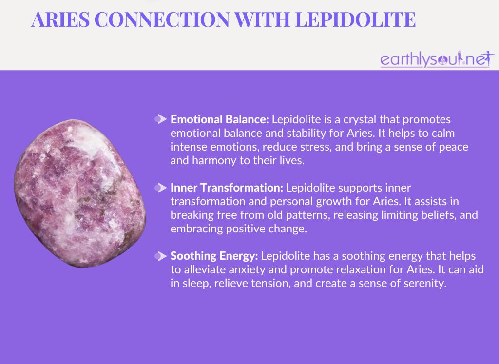 Image of lepidolite crystal for aries zodiac sign: emotional balance, transformation, and soothing energy