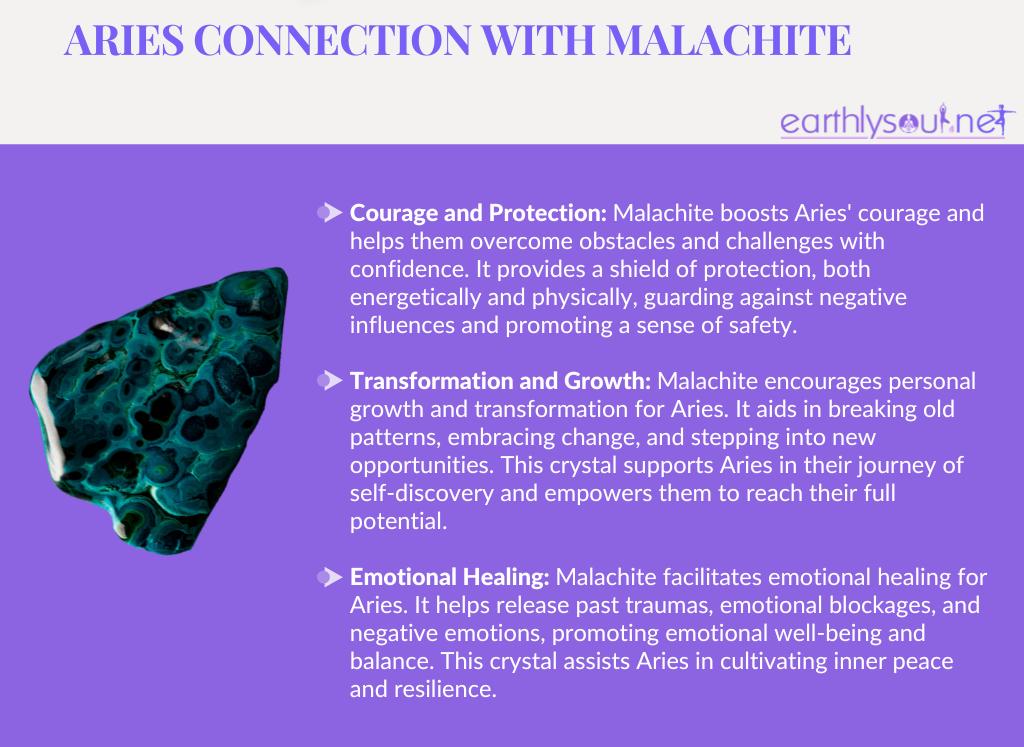 Image of malachite crystal for aries zodiac sign: courage, transformation, and emotional healing