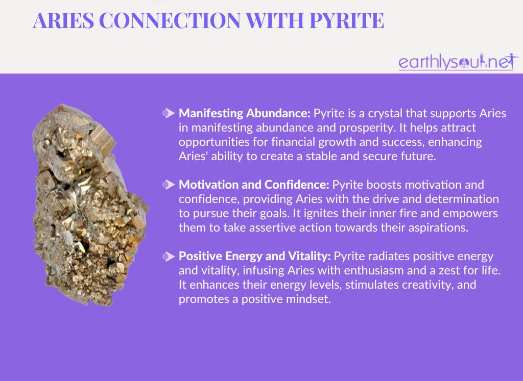 Image of pyrite crystal for aries zodiac sign: abundance, motivation, and positive energy