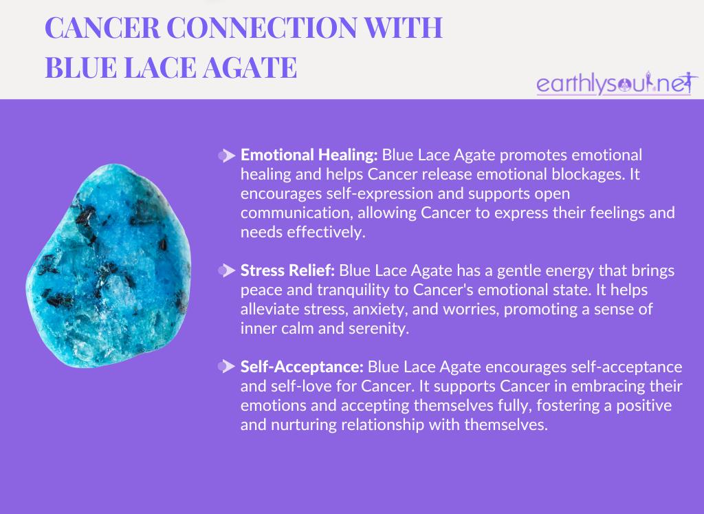 Blue lace agate for cancer zodiac: emotional healing, stress relief, and self-acceptance