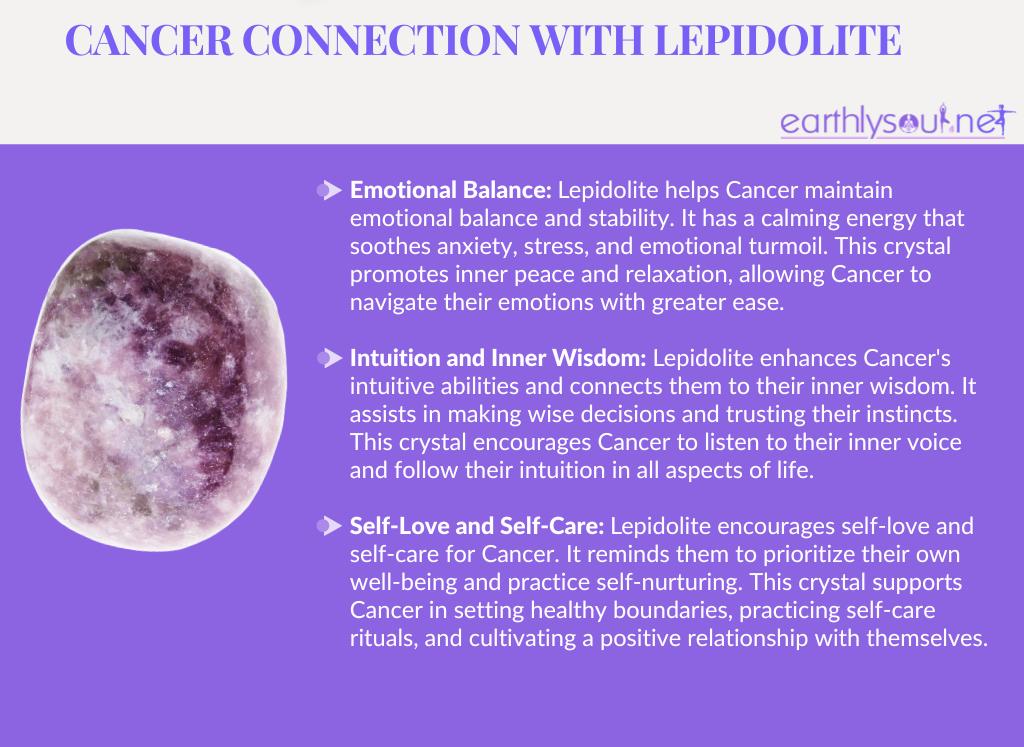 Lepidolite for cancer zodiac: emotional balance, intuition, and self-love