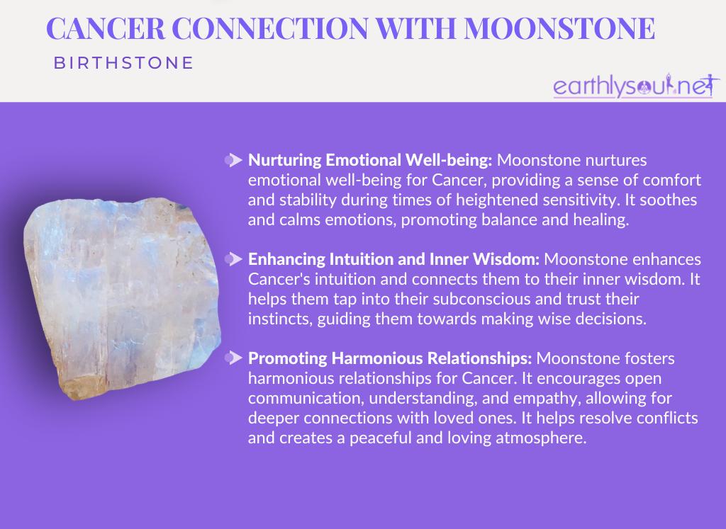 Moonstone for cancer zodiac: emotional well-being, intuition, and harmonious relationships
