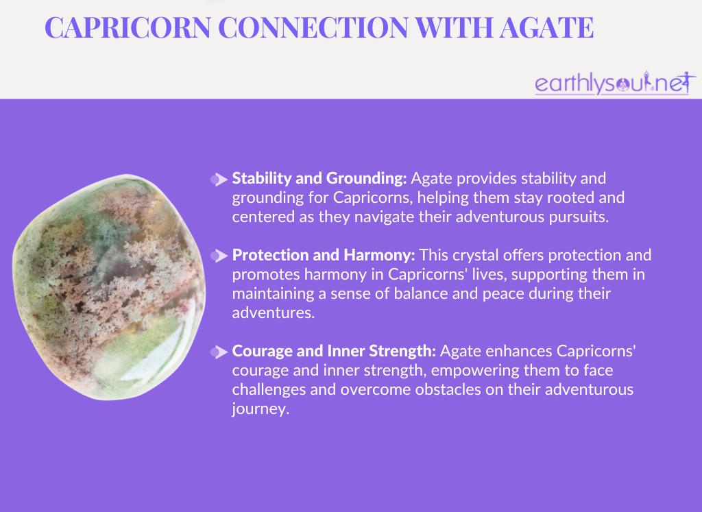 Agate for adventurous capricorns: stability and grounding, protection and harmony, courage and inner strength