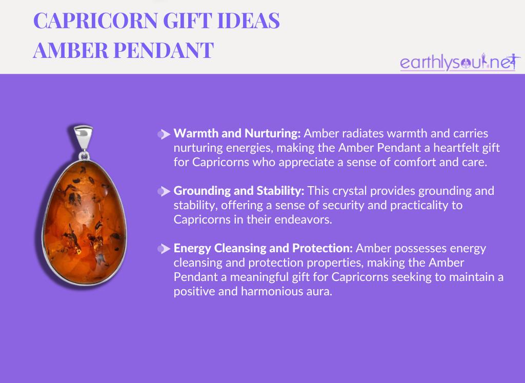 Amber pendant: warmth and nurturing, grounding and stability, energy cleansing and protection - perfect for capricorn gifts
