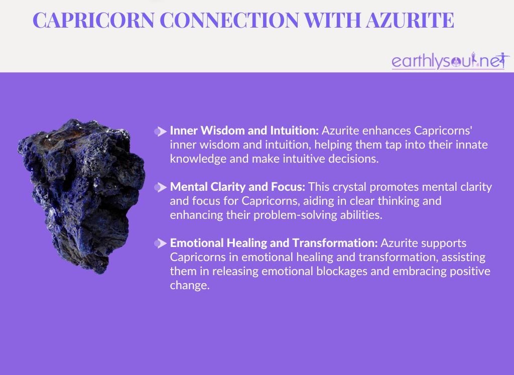 Azurite for capricorns: inner wisdom and intuition, mental clarity and focus, emotional healing and transformation