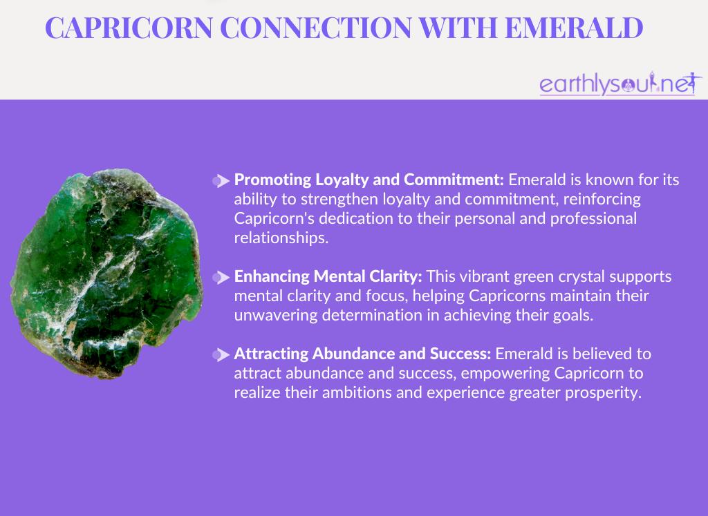 Emerald for capricorn: promoting loyalty and commitment, enhancing mental clarity, and attracting abundance and success