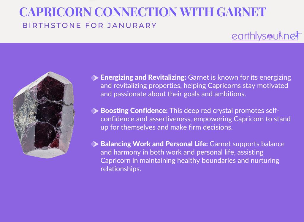 Garnet for capricorn: energizing and revitalizing, boosting confidence, and balancing work and personal life