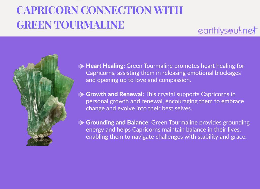 Green tourmaline for capricorns: heart healing, growth and renewal, grounding and balance