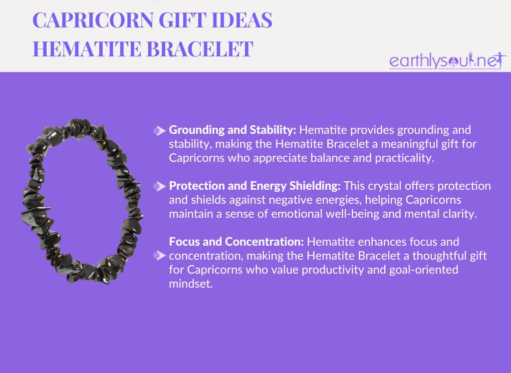 Hematite bracelet: grounding and stability, protection and energy shielding, focus and concentration - perfect for capricorn gifts