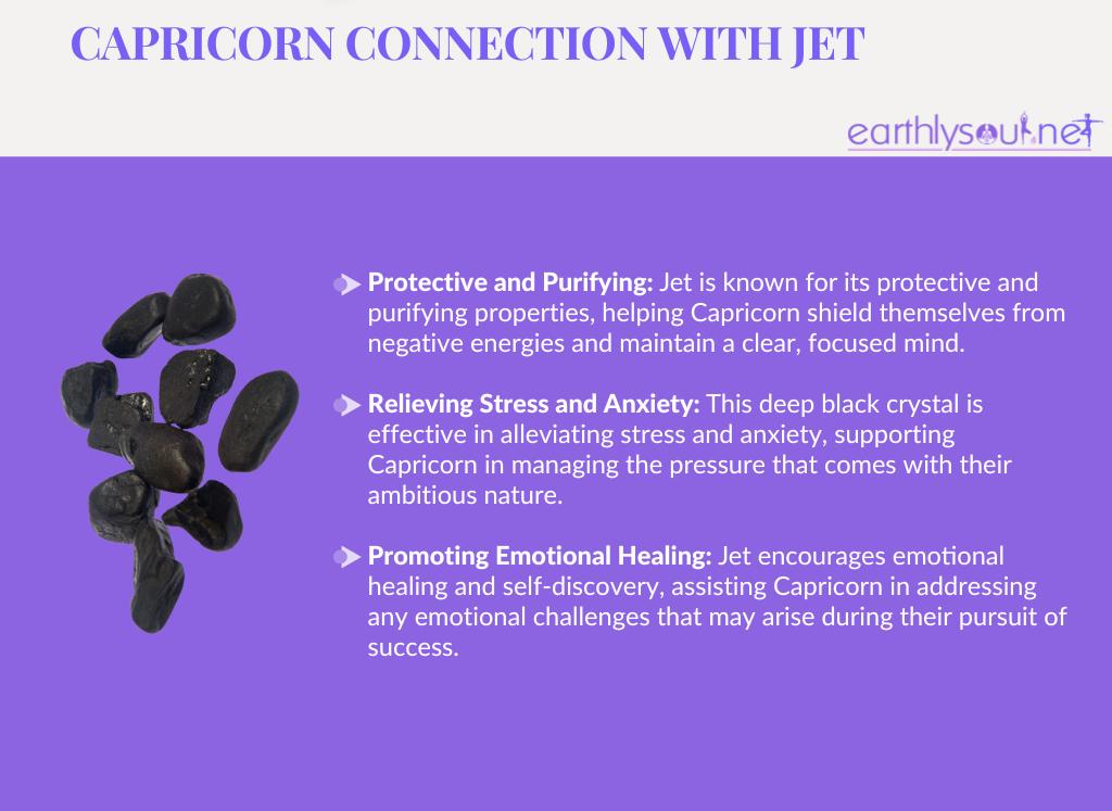 Jet for capricorn: protective and purifying, relieving stress and anxiety, and promoting emotional healing