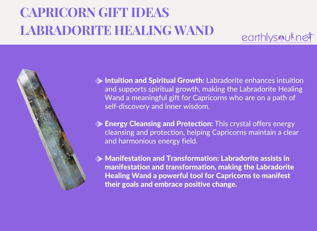 Labradorite healing wand: intuition and spiritual growth, energy cleansing and protection, manifestation and transformation - perfect for capricorn gifts
