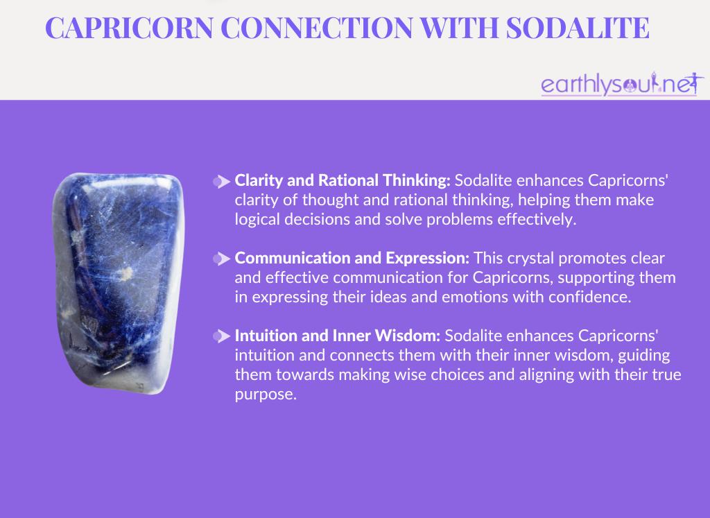 Sodalite for capricorns: clarity and rational thinking, communication and expression, intuition and inner wisdom