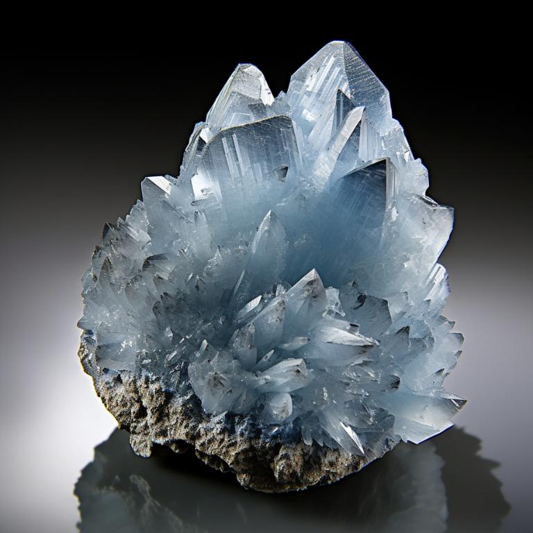Raw celestite crystal on gradient background
