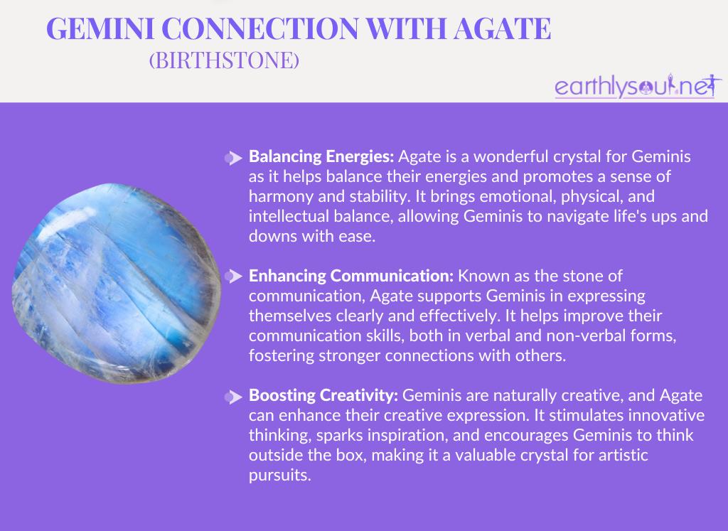 Agate for geminis: birthstone, balancing energies, enhancing communication, and boosting creativity