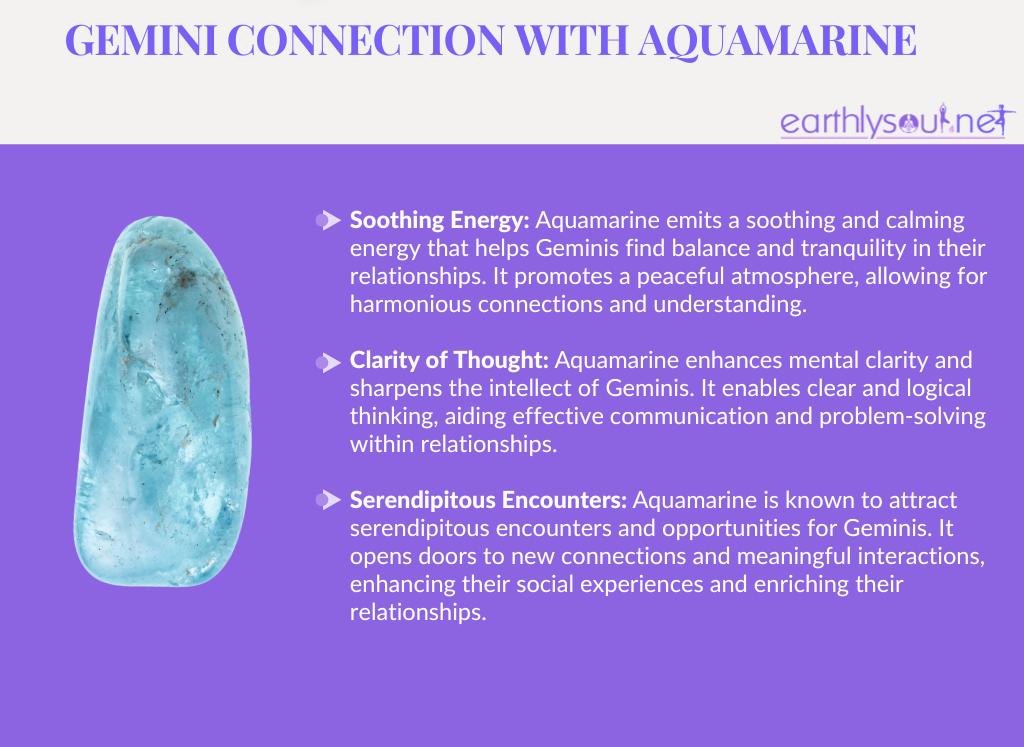 Aquamarine for gemini's balance and serendipity: soothing energy, clarity of thought, serendipitous encounters