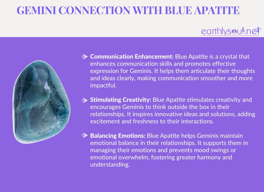 Blue apatite for gemini's communication and balance: enhancing communication, stimulating creativity, balancing emotions