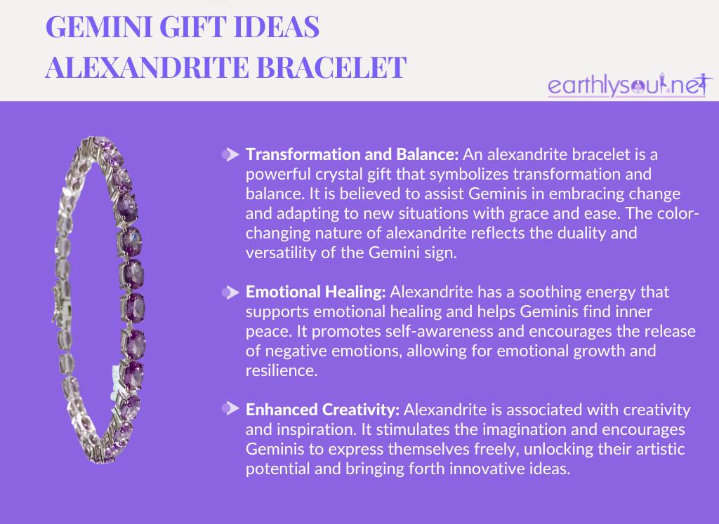 Alexandrite bracelet for gemini: transformation and balance, emotional healing, enhanced creativity
