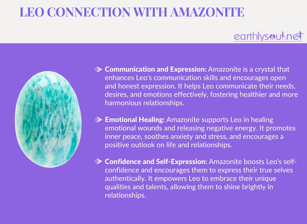Amazonite for leo: communication and expression, emotional healing, confidence and self-expression