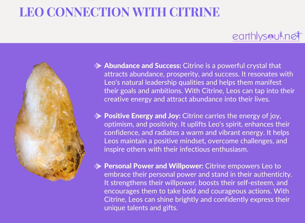 Citrine for leo: abundance and success, positive energy and joy, personal power and willpower