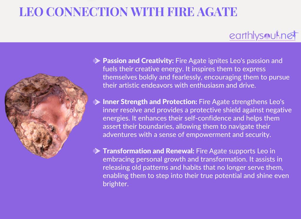 Fire agate for adventurous leo: passion and creativity, inner strength and protection, transformation and renewal