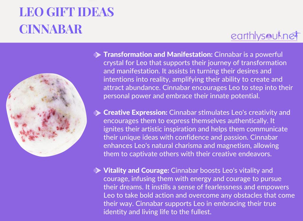 Cinnabar for leo: transformation and manifestation, creative expression, vitality and courage