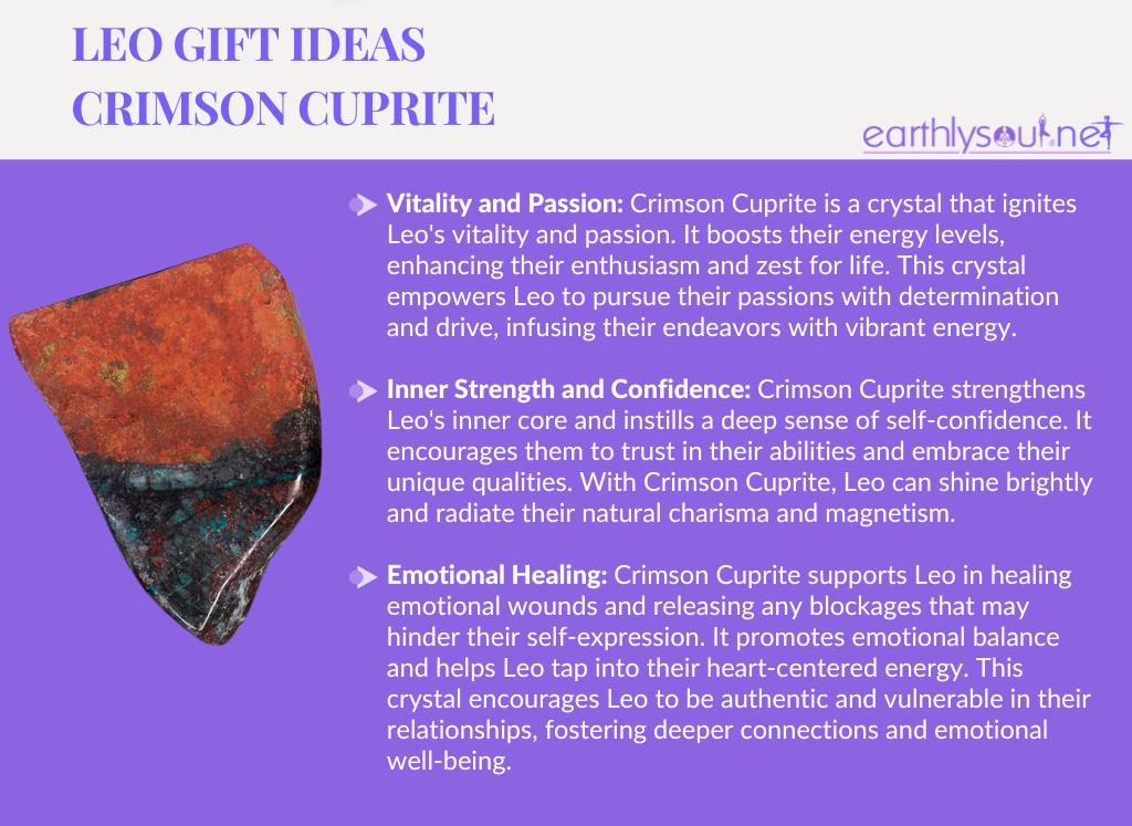 Crimson cuprite for leo: vitality and passion, inner strength and confidence, emotional healing