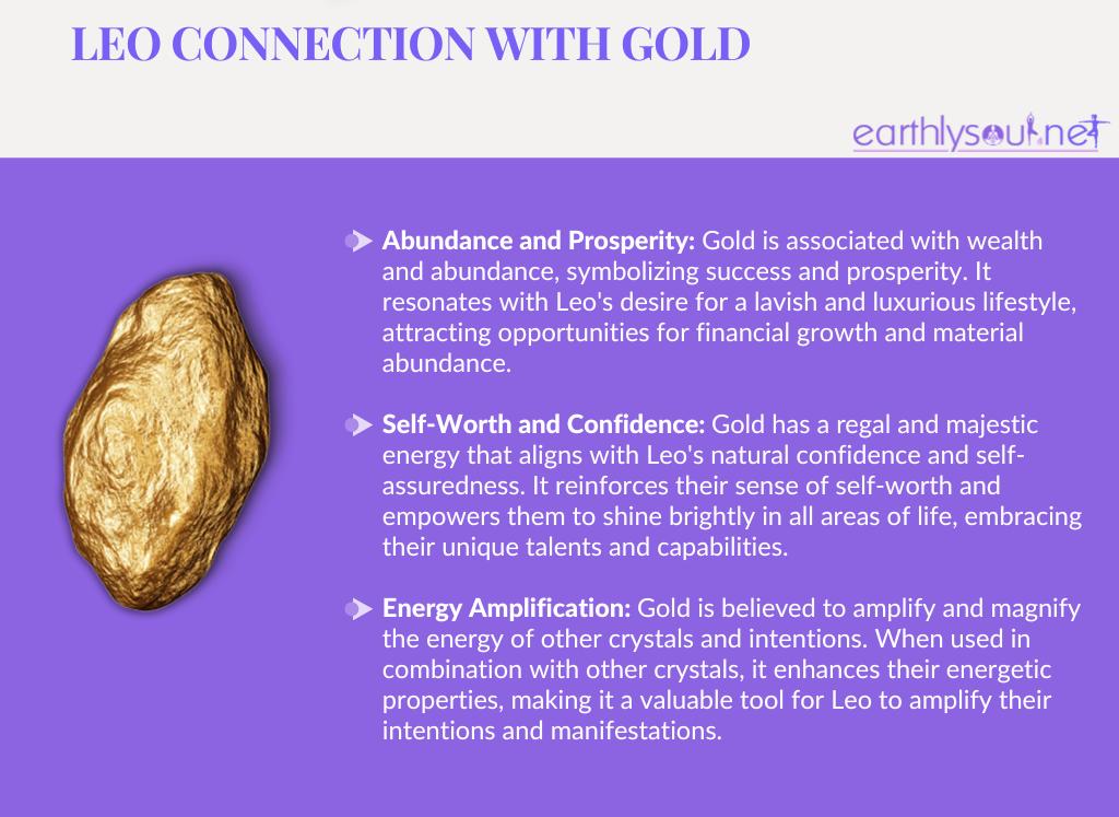 Gold for leo: abundance and prosperity, self-worth and confidence, energy amplification