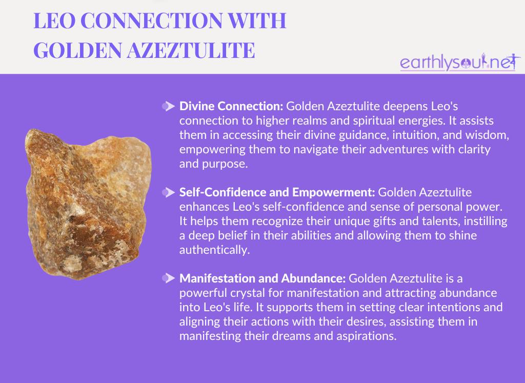 Golden azeztulite for adventurous leo: divine connection, self-confidence and empowerment, manifestation and abundance