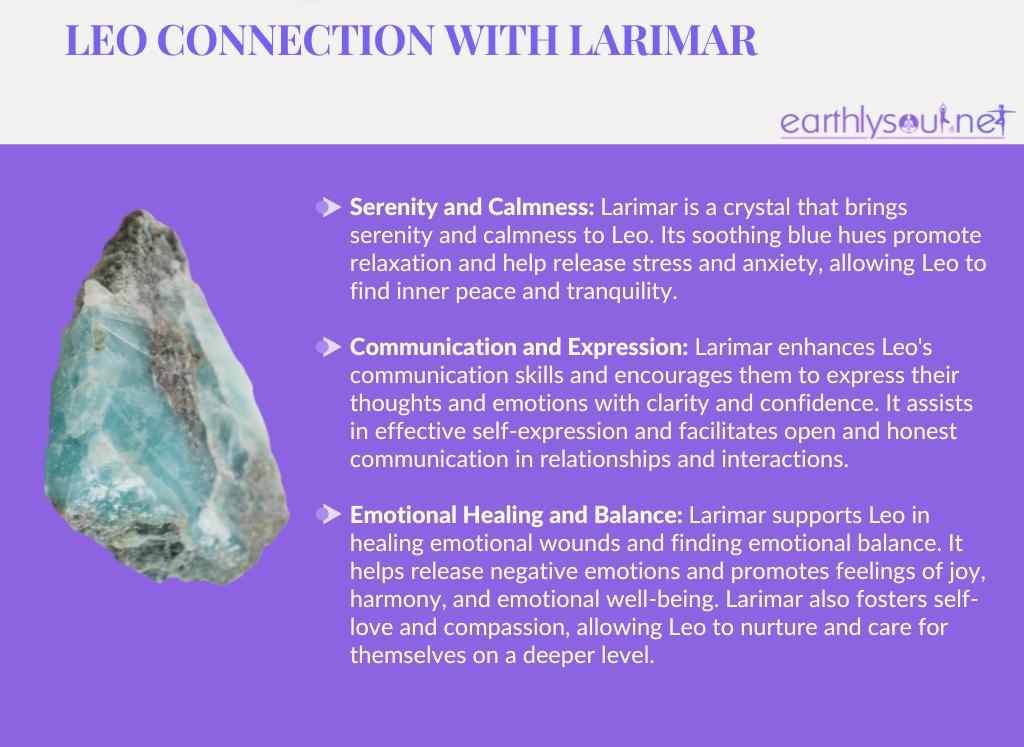 Larimar for leo: serenity and calmness, communication and expression, emotional healing and balance