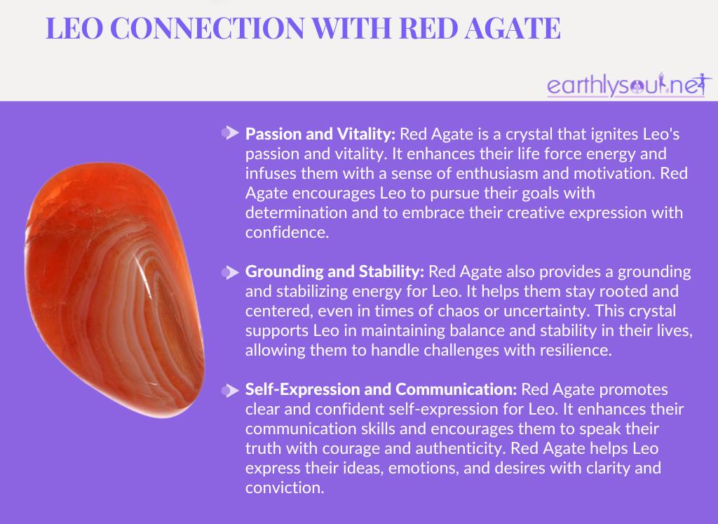 Red agate for leo: passion and vitality, grounding and stability, self-expression and communication