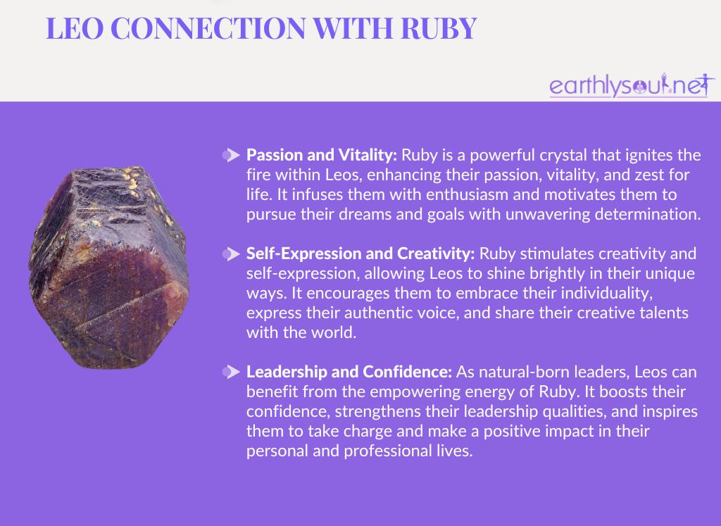 Ruby for leo: passion and vitality, self-expression and creativity, leadership and confidence