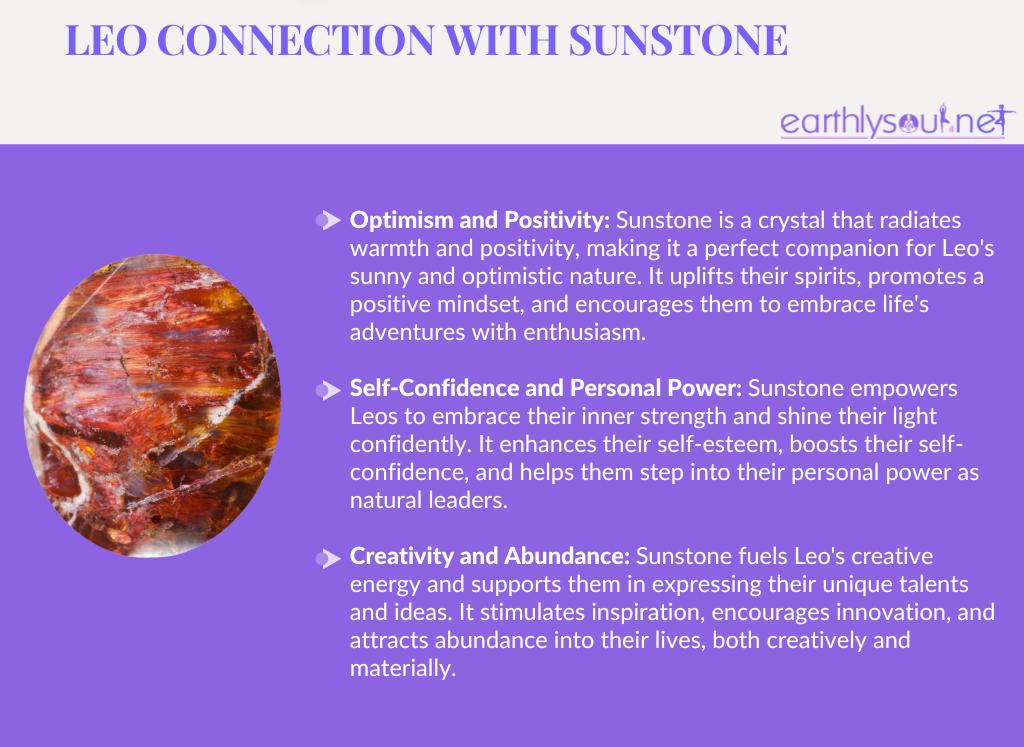 Sunstone for leo: optimism and positivity, self-confidence and personal power, creativity and abundance